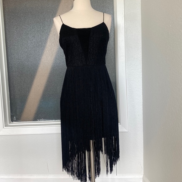 Black lace fringe dress - Picture 1 of 5